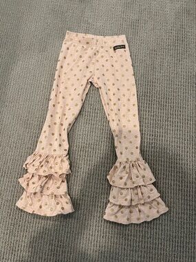 Matilda Jane Blush Pink Leggings with Gold Dot Ruffles